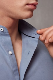 Light Blue Short Sleeve Linen Blend Shirt - Image 5 of 8