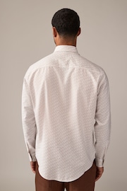 White Martini Glass Regular Fit Easy Iron Long Sleeve Single Cuff Printed Oxford Shirt - Image 2 of 8