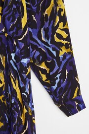 Oliver Bonas Blue Watercolour Print Midi Shirt Dress - Image 8 of 9