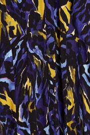 Oliver Bonas Blue Watercolour Print Midi Shirt Dress - Image 9 of 9