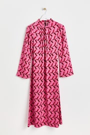 Oliver Bonas Pink Geometric Knot Front Midi Dress - Image 4 of 8