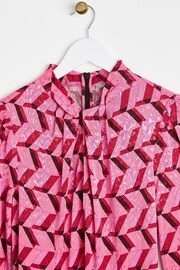 Oliver Bonas Pink Geometric Knot Front Midi Dress - Image 6 of 8