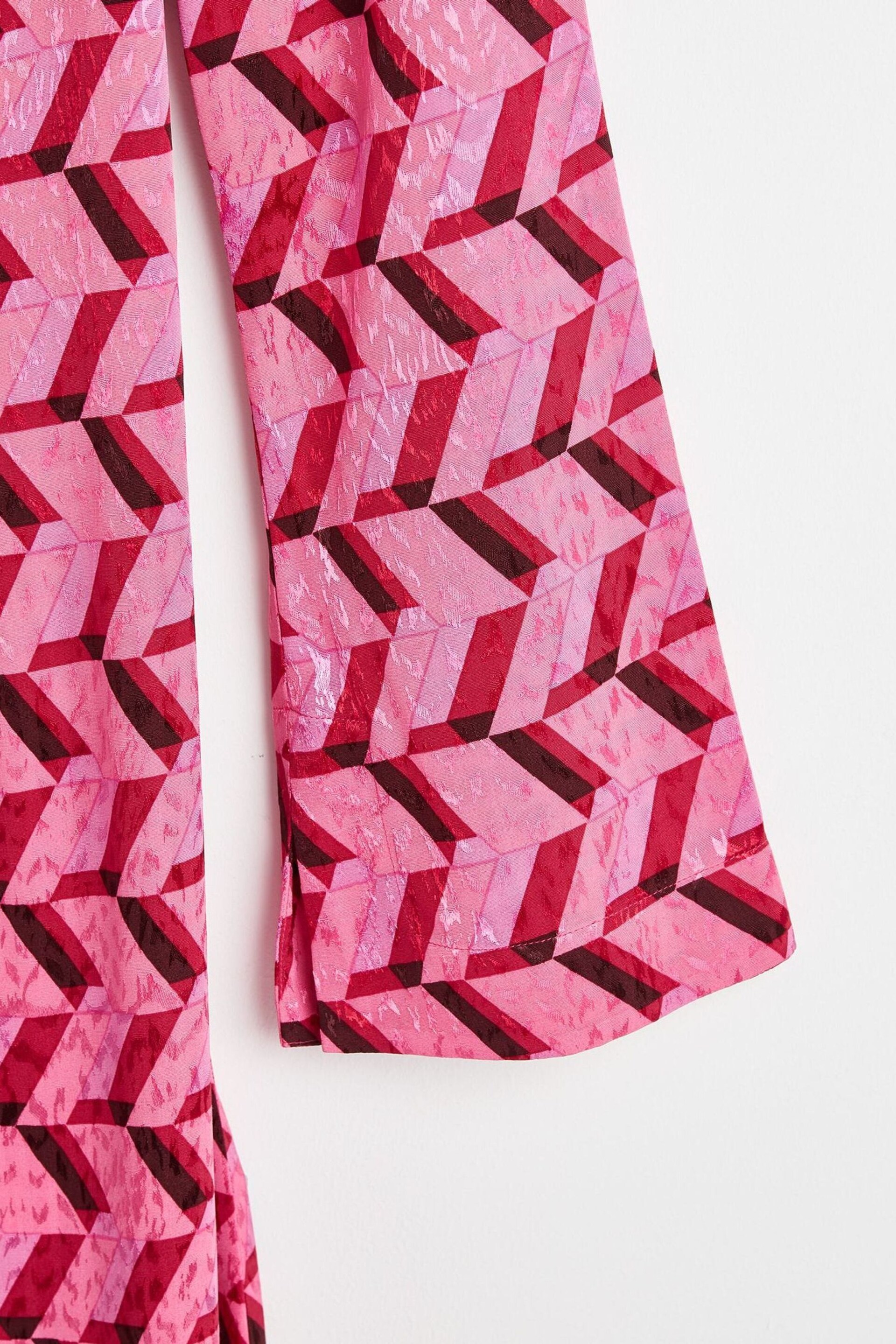 Oliver Bonas Pink Geometric Knot Front Midi Dress - Image 7 of 8