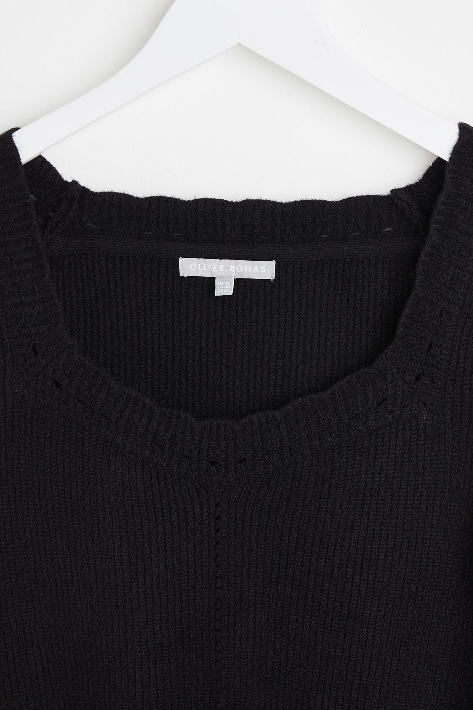 Oliver Bonas Black Scalloped Knitted Crop Top - Image 6 of 7