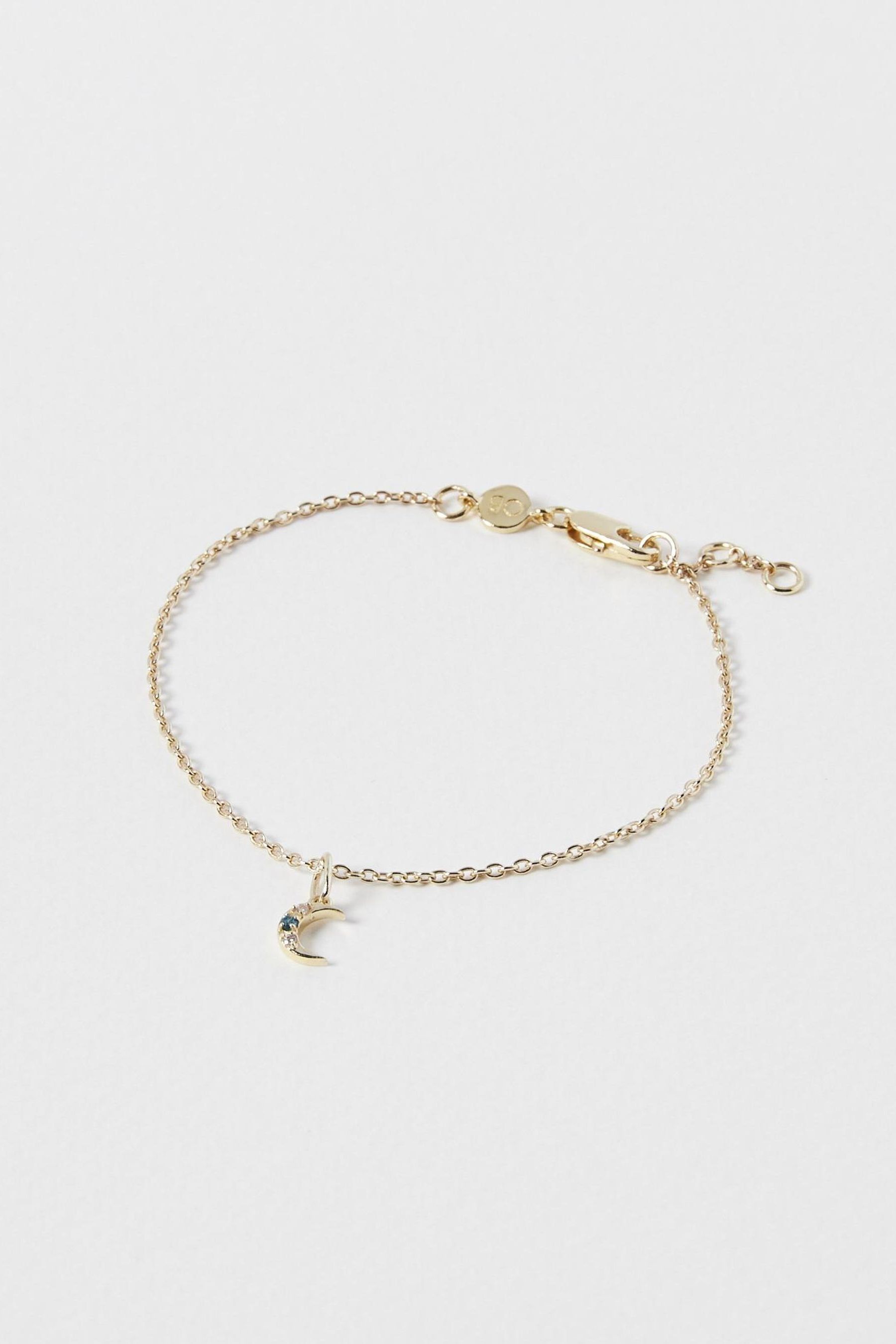 Buy Oliver Bonas Gold Plated Green Adinia Crescent Moon Chain Bracelet from the Next UK online shop