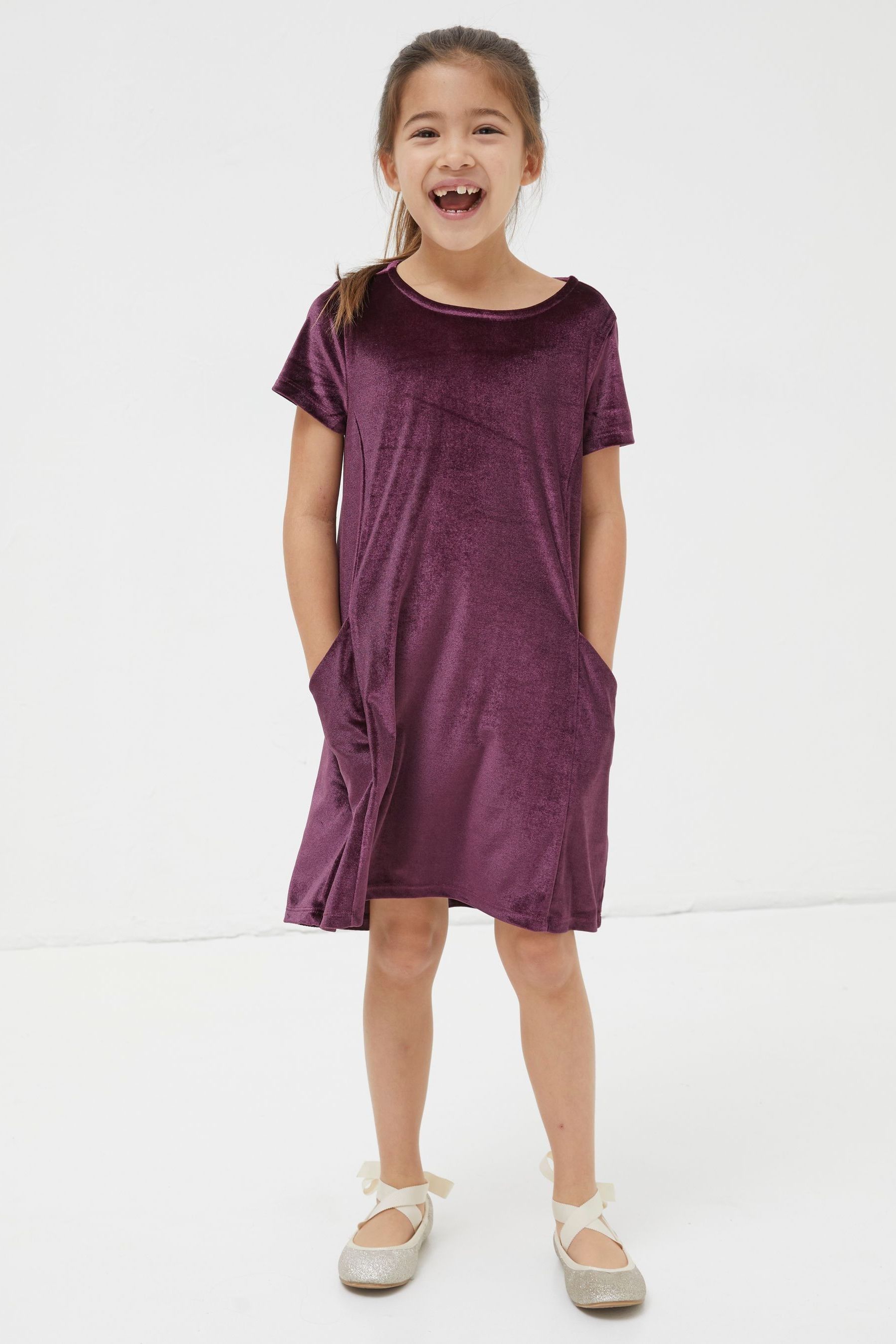 Buy FatFace Purple Simone Velvet Dress from Next Luxembourg
