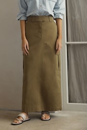Khaki Green Utility Midi Skirt - Image 2 of 6