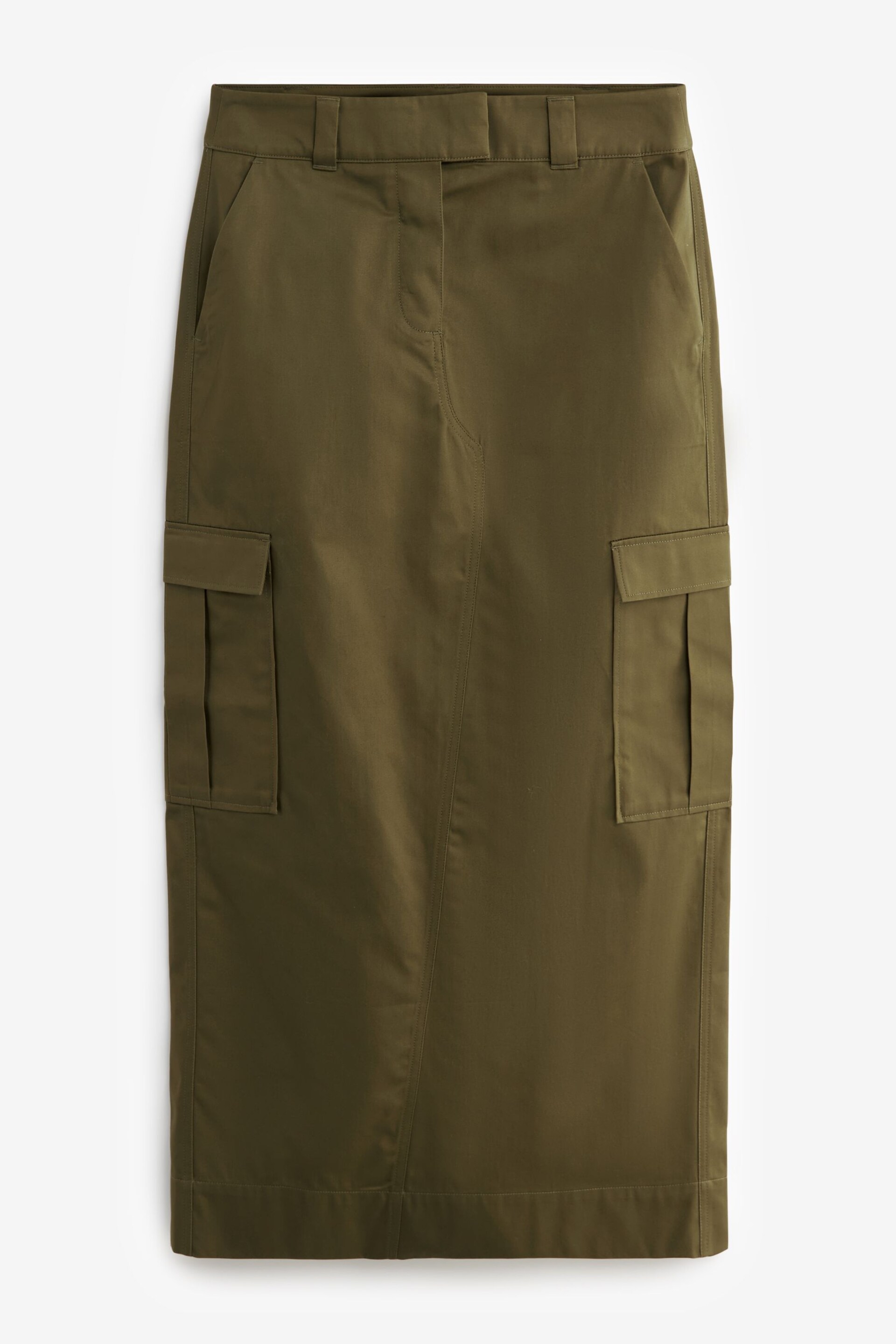 Khaki Green Utility Midi Skirt - Image 5 of 6