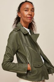 Whistles Green Agnes Pocket Leather Jacket - Image 1 of 4