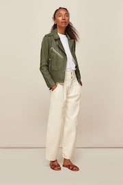 Whistles Green Agnes Pocket Leather Jacket - Image 2 of 4