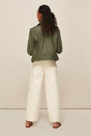 Whistles Green Agnes Pocket Leather Jacket - Image 3 of 4