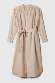 Gap Neutral Linen Blend Long Sleeve Shirt Dress - Image 5 of 5