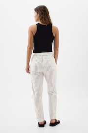 Gap Black/White Linen Cotton Pull On Taper Trousers - Image 2 of 2
