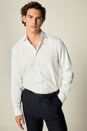 White Regular Fit Trimmed Easy Care Double Cuff Shirt - Image 1 of 8