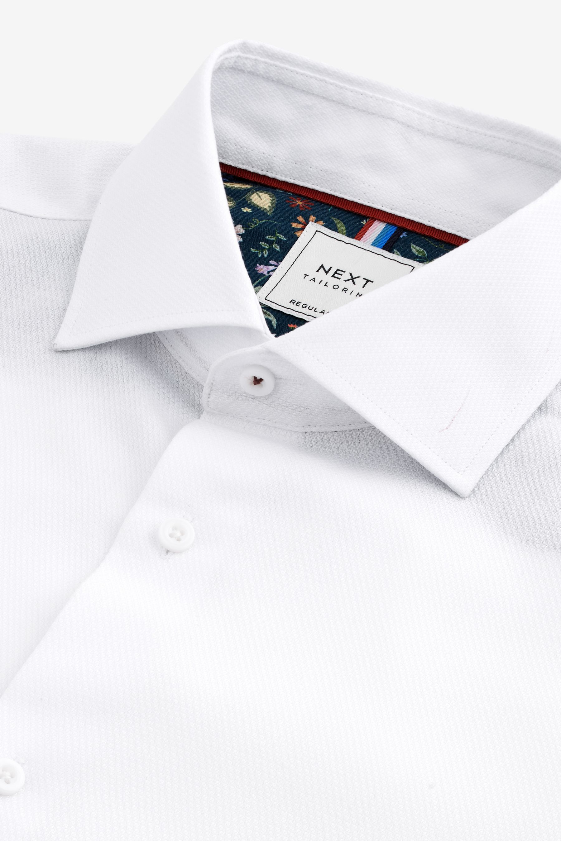 White Regular Fit Trimmed Easy Care Double Cuff Shirt