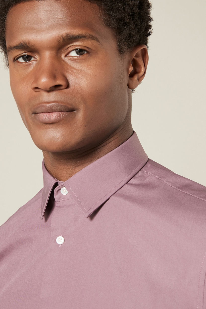 Mauve Pink Regular Fit Easy Care Single Cuff Shirt - Image 3 of 7