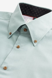 Green Regular Fit Easy Care Long Sleeve Single Cuff Royal Oxford Shirt With Button Down Collar - Image 7 of 8