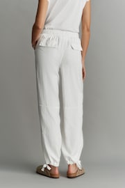 White Linen Blend Parachute Trousers - Image 2 of 6