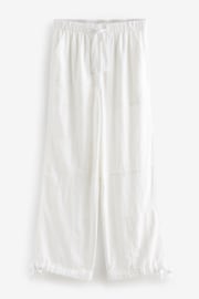 White Linen Blend Parachute Trousers - Image 5 of 6