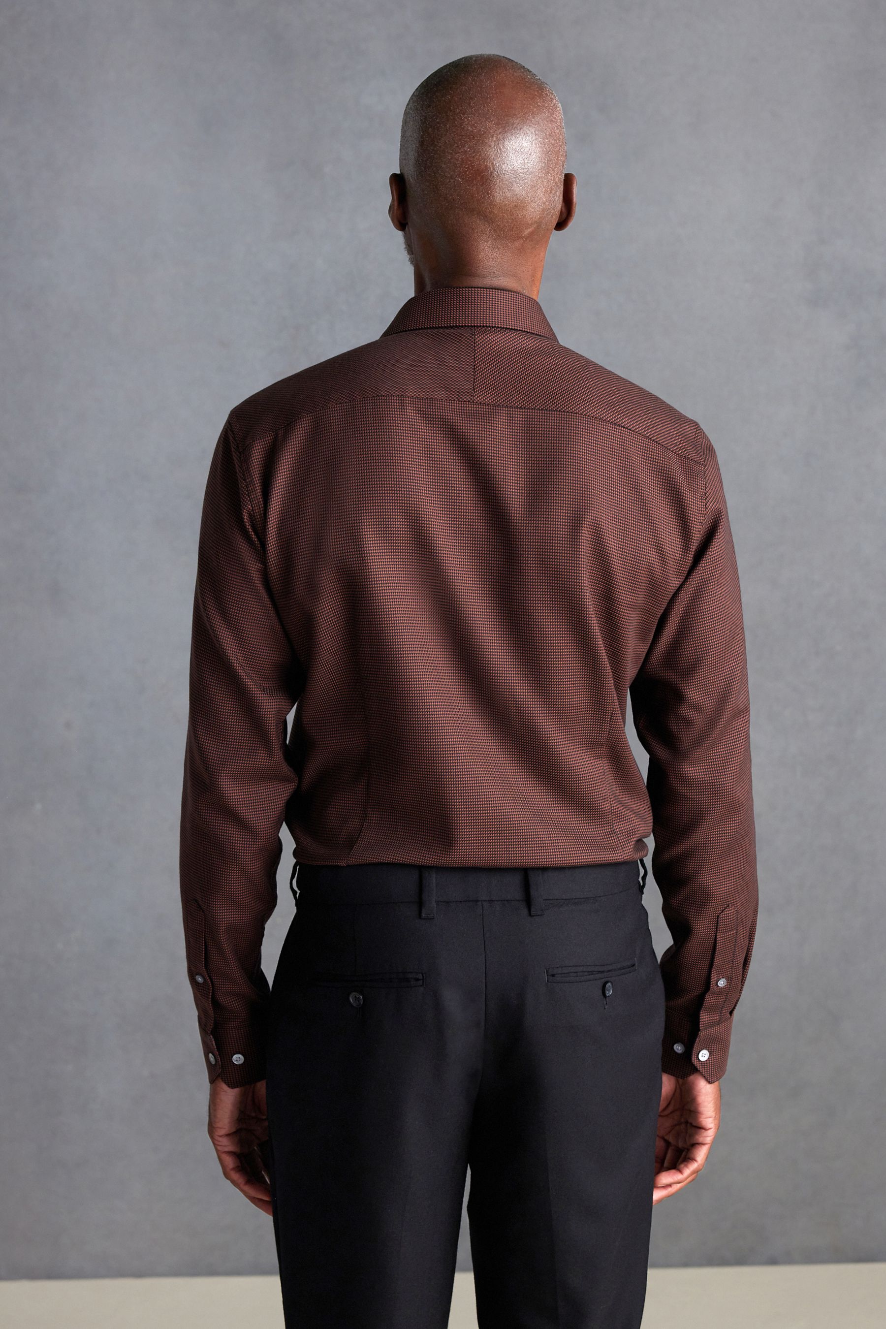 Buy Chocolate Brown Slim Fit Signature Trimmed Premium Long Sleeve Single Cuff 100 Cotton Shirt from the Next UK online shop
