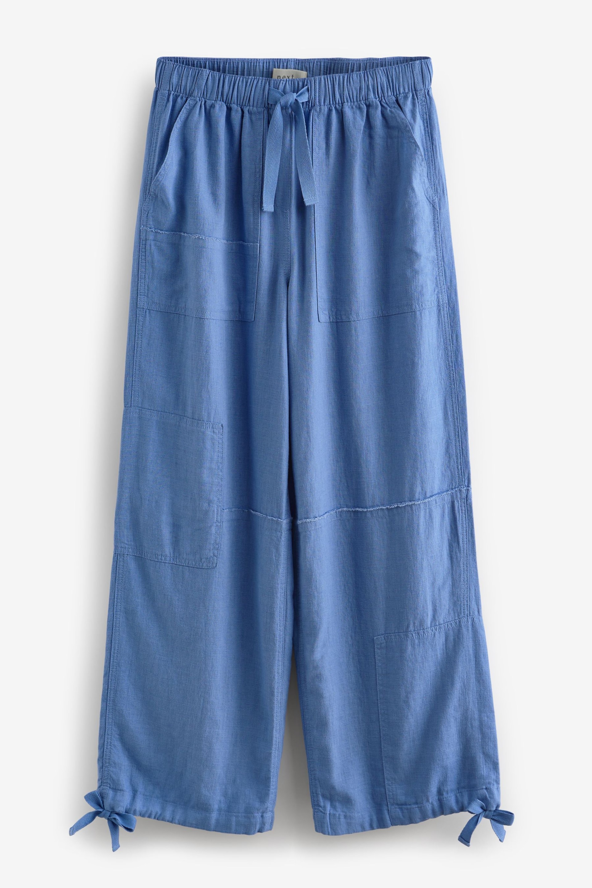 Blue Linen Blend Parachute Trousers - Image 6 of 7