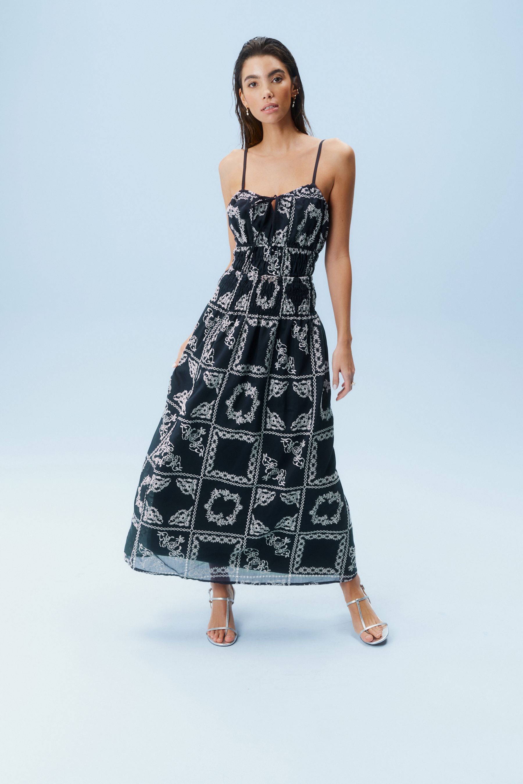 Buy Blue Embroidered Maxi Skirt from Next Luxembourg