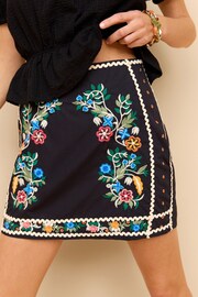 Navy Cotton Embroidered Mini Skirt - Image 4 of 6