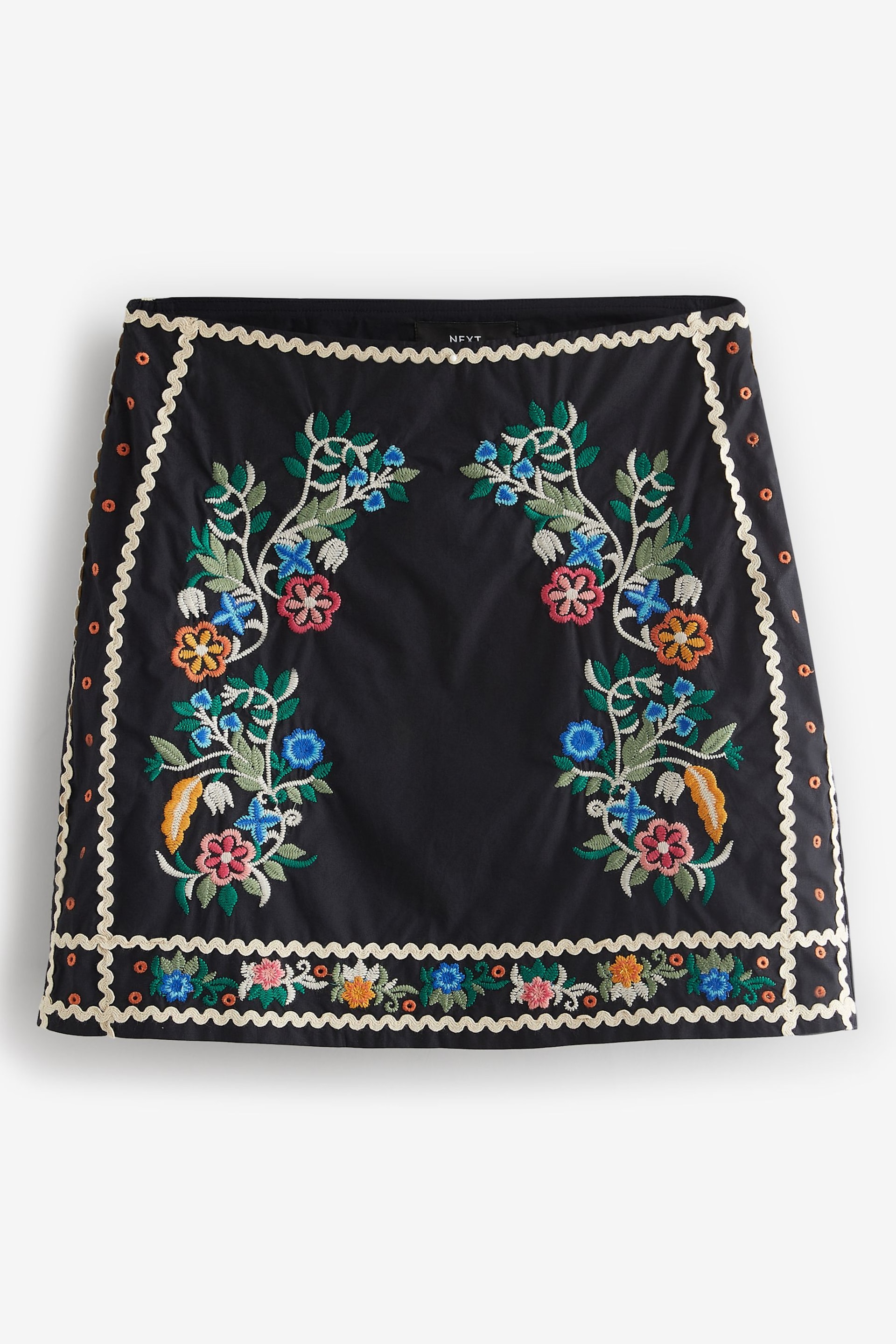 Navy Cotton Embroidered Mini Skirt - Image 5 of 6