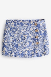 Blue Floral Linen Blend Skort - Image 2 of 3