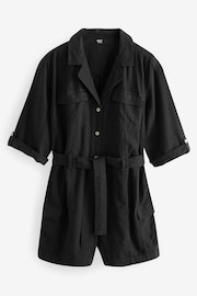 Black Utility Playsuit with Linen - Image 5 of 6