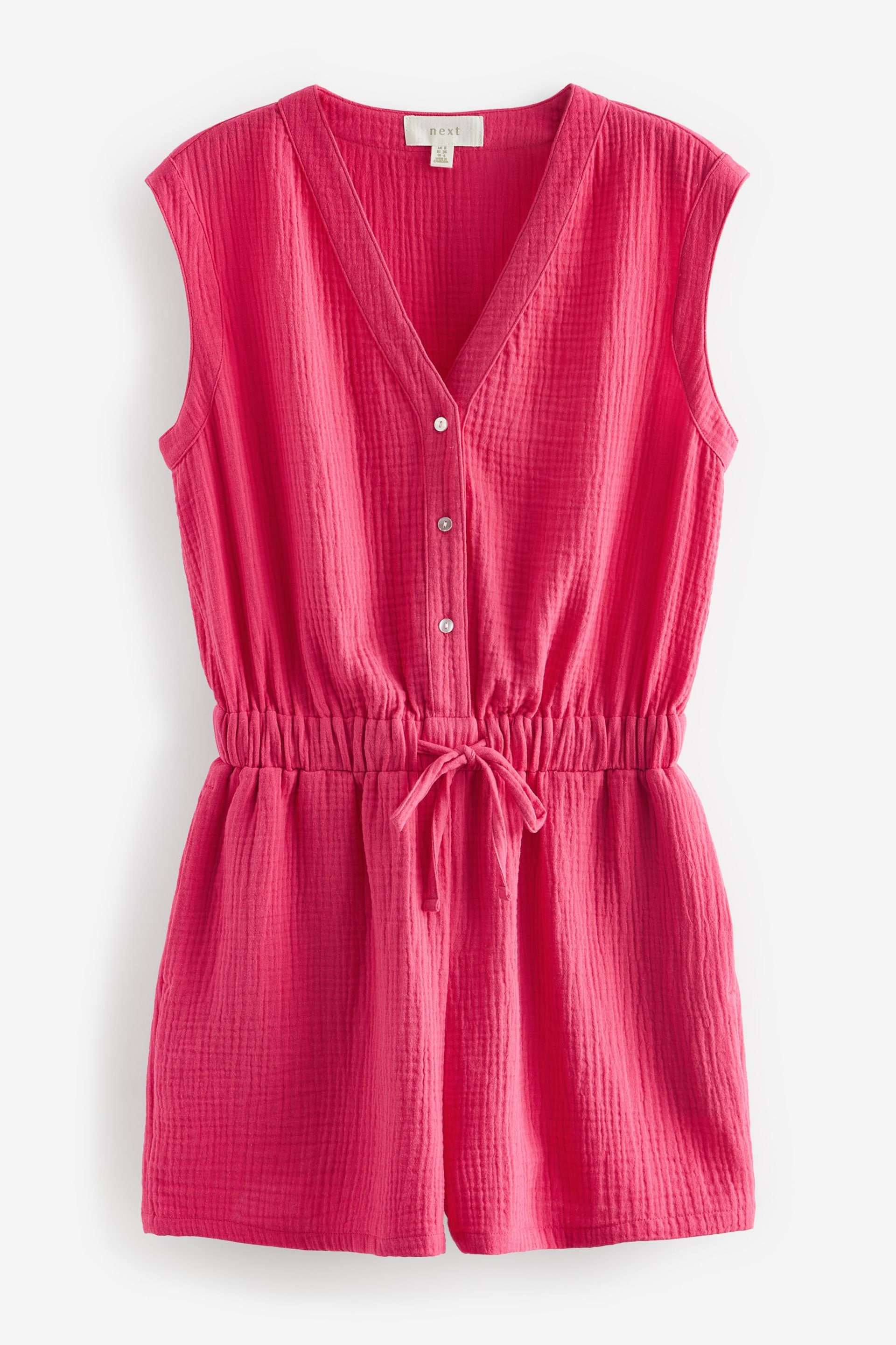 Bright Pink Textured Summer Playsuit - Image 5 of 6