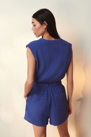 Blue Textured Summer Playsuit - Image 2 of 5