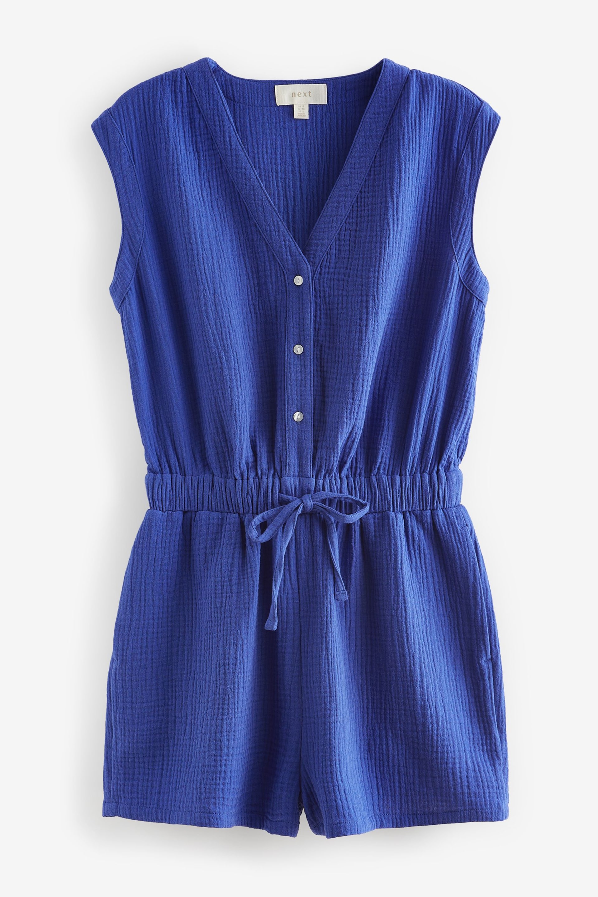 Blue Textured Summer Playsuit - Image 4 of 5