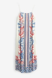 White/Blue/Red Tie Back Maxi Dress With Linen - Image 5 of 6