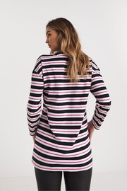 Simply Be Pink Stripe Longline Oversized T-Shirt - Image 2 of 4