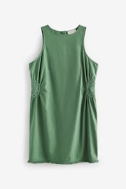 Khaki Green Broderie Summer Dress with Linen - Image 5 of 6