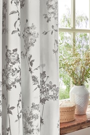 Grey Floral Eyelet Blackout/Thermal Curtains - Image 4 of 9