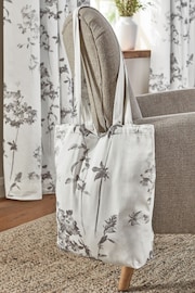 Grey Floral Eyelet Blackout/Thermal Curtains - Image 7 of 9