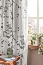 Grey Floral Pencil Pleat Blackout/Thermal Curtains - Image 4 of 9