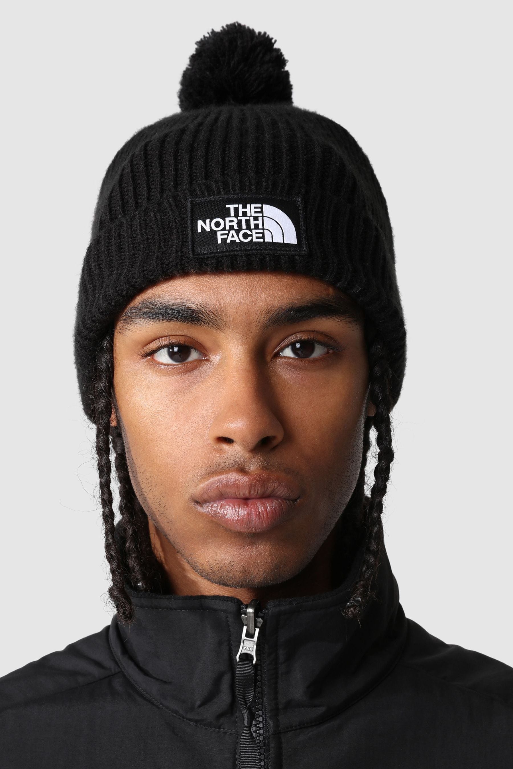Buy The North Face Black Logo Box Pom Beanie from Next Luxembourg