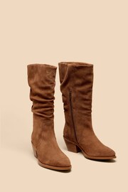White Stuff Brown Azalea Suede Mid Slouch Boots - Image 2 of 4
