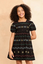 Love & Roses Black Embroidery Smock Dress (From 2-16yrs) - Image 1 of 3