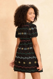 Love & Roses Black Embroidery Smock Dress (From 2-16yrs) - Image 2 of 3