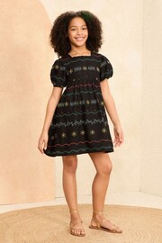 Love & Roses Black Embroidery Smock Dress (From 2-16yrs) - Image 3 of 3