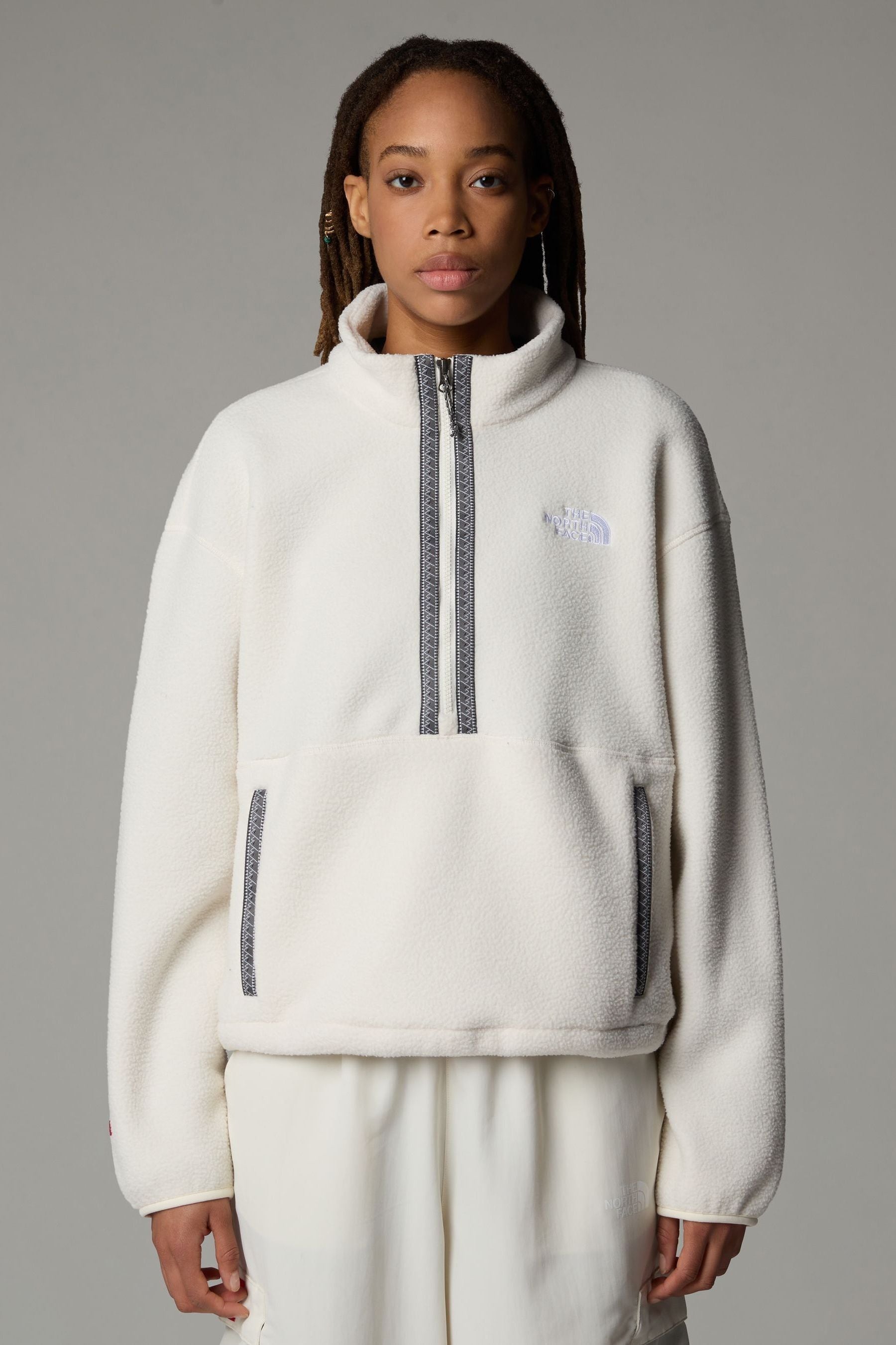 The North Face Fleeski Zip Pullover Women s L White Dune