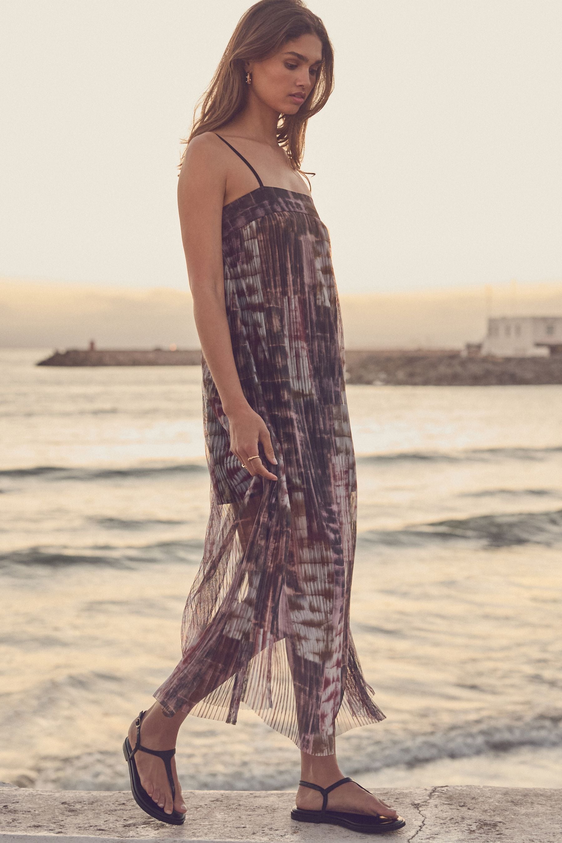 Buy Black Purple Mesh Strappy Dress from Next Luxembourg