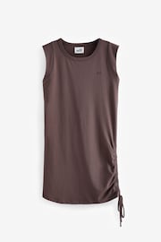 Chocolate Brown Self Ruched T-Shirt Mini Dress - Image 7 of 8