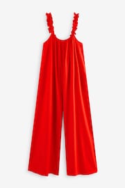 Red Ruffle Strap Wide Leg Jumpsuit - Image 1 of 2