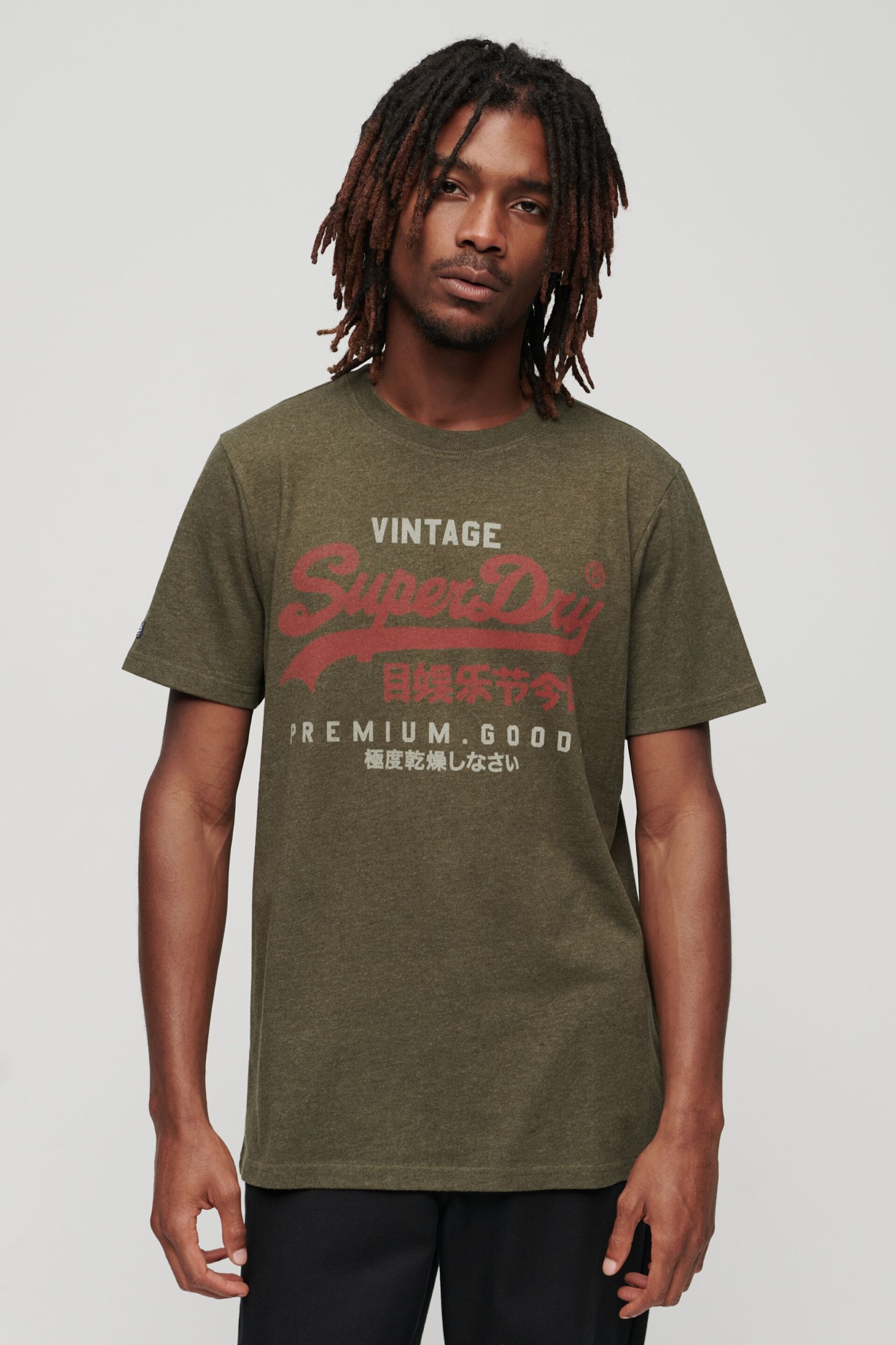 Superdry Green Vintage Logo Premium Goods T-Shirt - Image 1 of 3