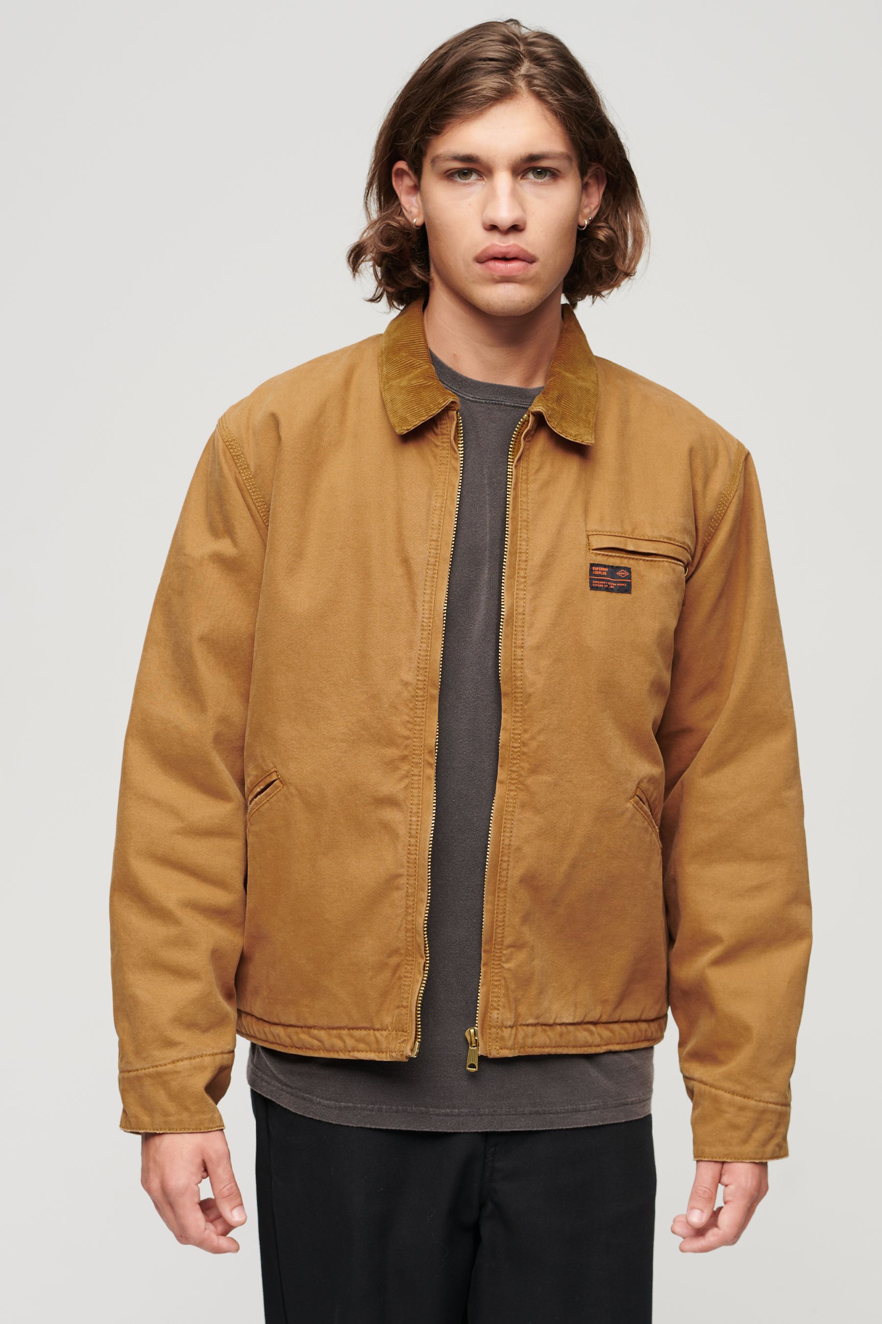 Brown Superdry Surplus Ranch 100 Cotton Jacket